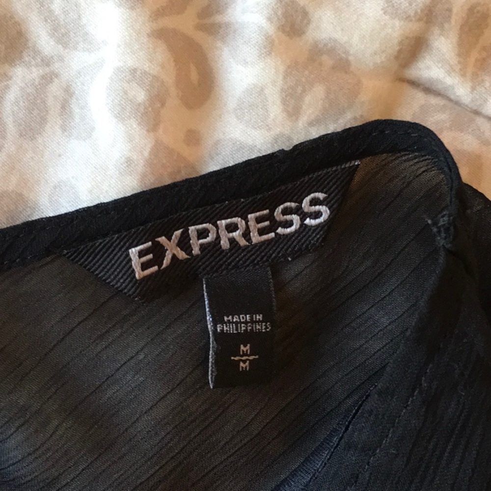 Sheer-sleeved  little black Express dress - Picture 2 of 4